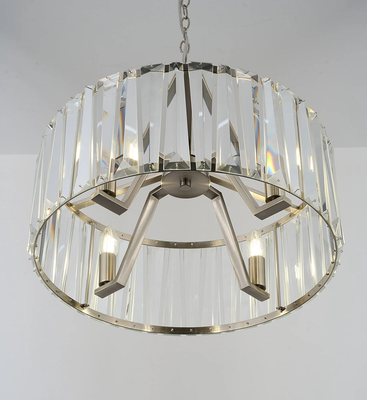 Fabula Barton Crystal Hoop Chandelier – Satin Nickel & Clear