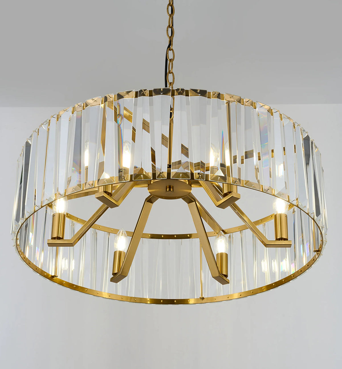 Fabula Barton Crystal Hoop Chandelier – Brass & Clear