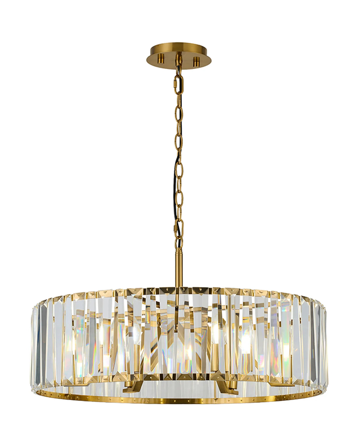 Fabula Barton Crystal Hoop Chandelier – Brass & Clear 70 cm
