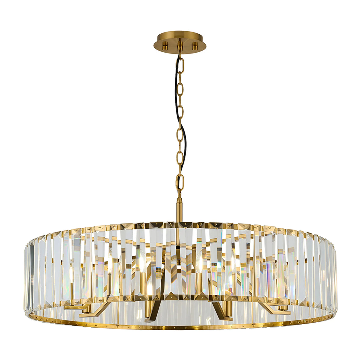 Fabula Barton Crystal Hoop Chandelier – Brass & Clear 90 cm