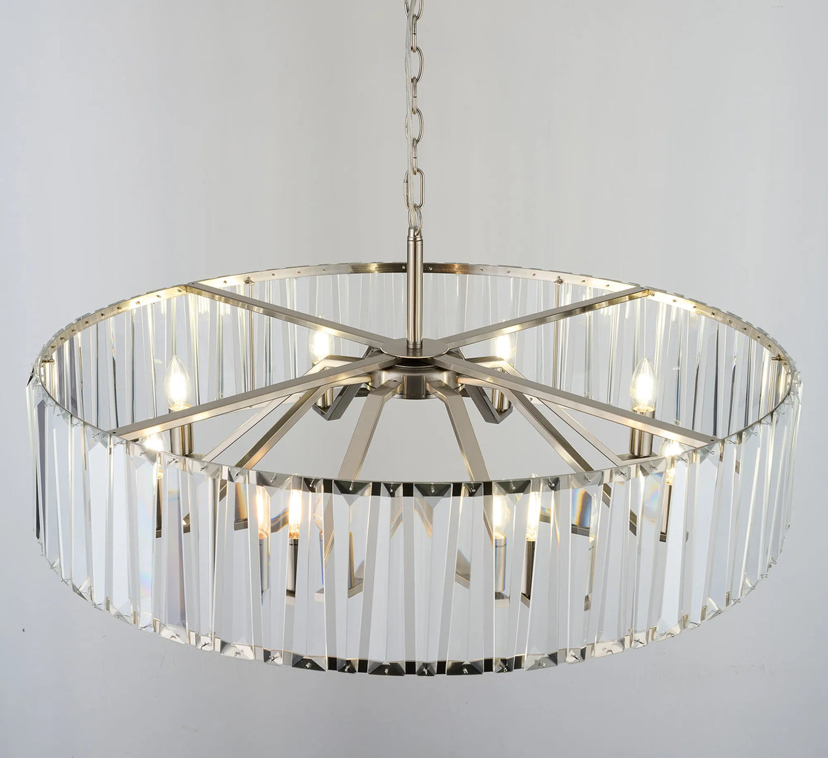 Fabula Barton Crystal Hoop Chandelier – Satin Nickel & Clear