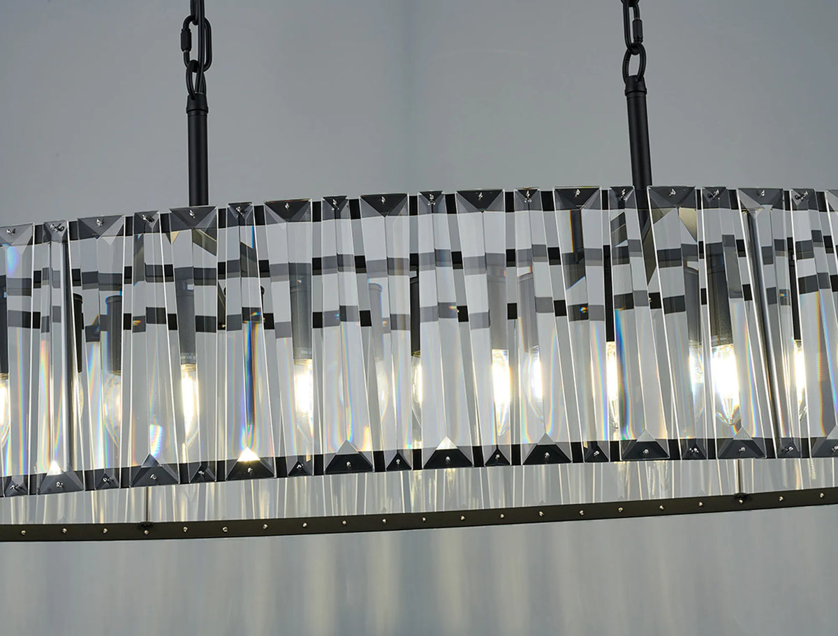 Fabula Barton Crystal Linear Chandelier – 103 cm – Satin Black & Clear