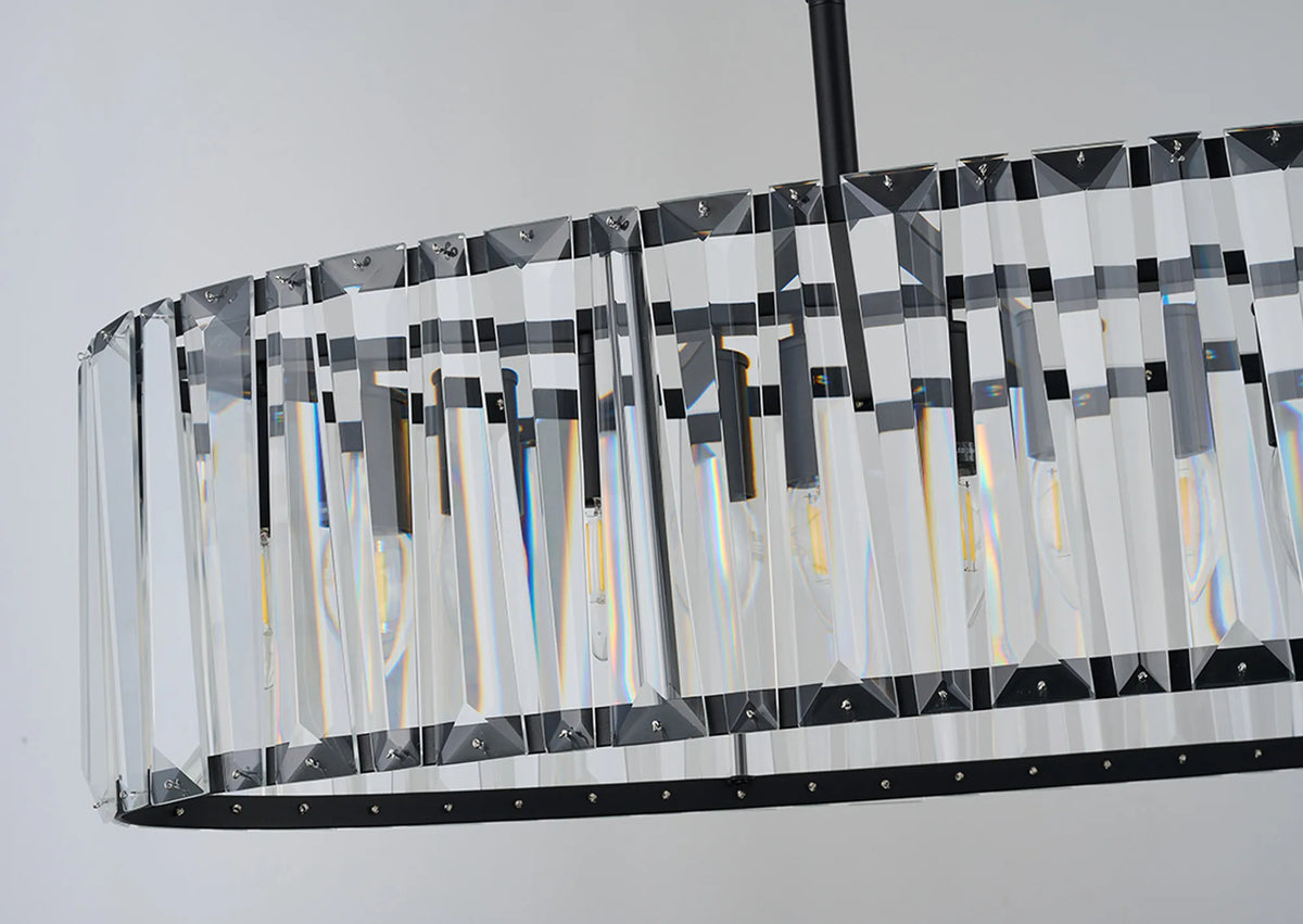 Fabula Barton Crystal Linear Chandelier – 103 cm – Satin Black & Clear
