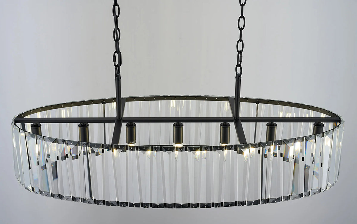 Fabula Barton Crystal Linear Chandelier – 103 cm – Satin Black & Clear
