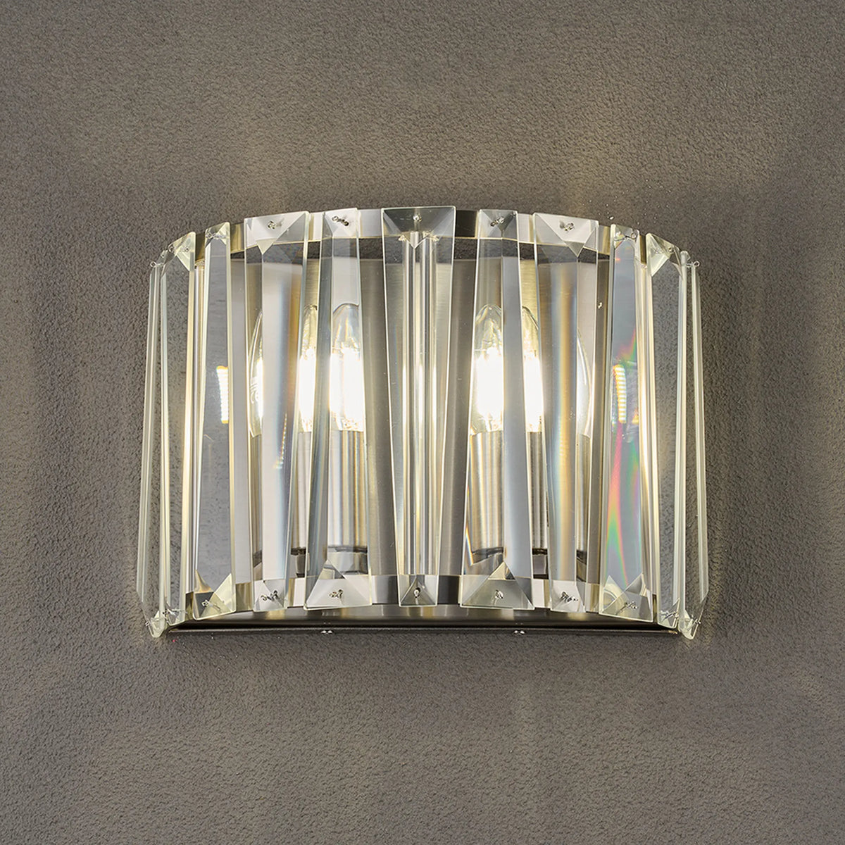 Fabula Barton Crystal Wall Light – 30 cm – Satin Nickel & Clear