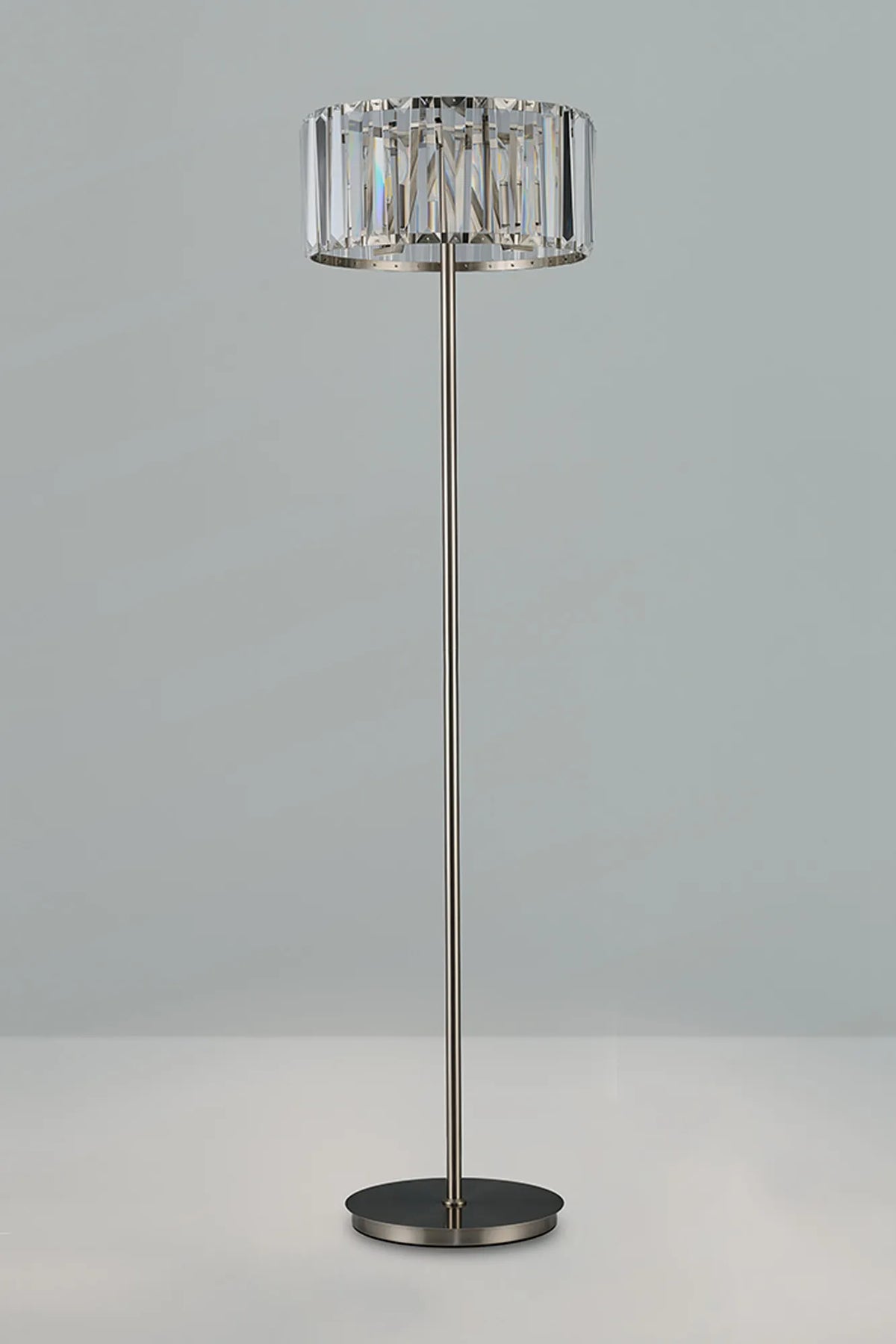 Fabula Barton Crystal Floor Lamp – 43 cm – Satin Nickel & Clear