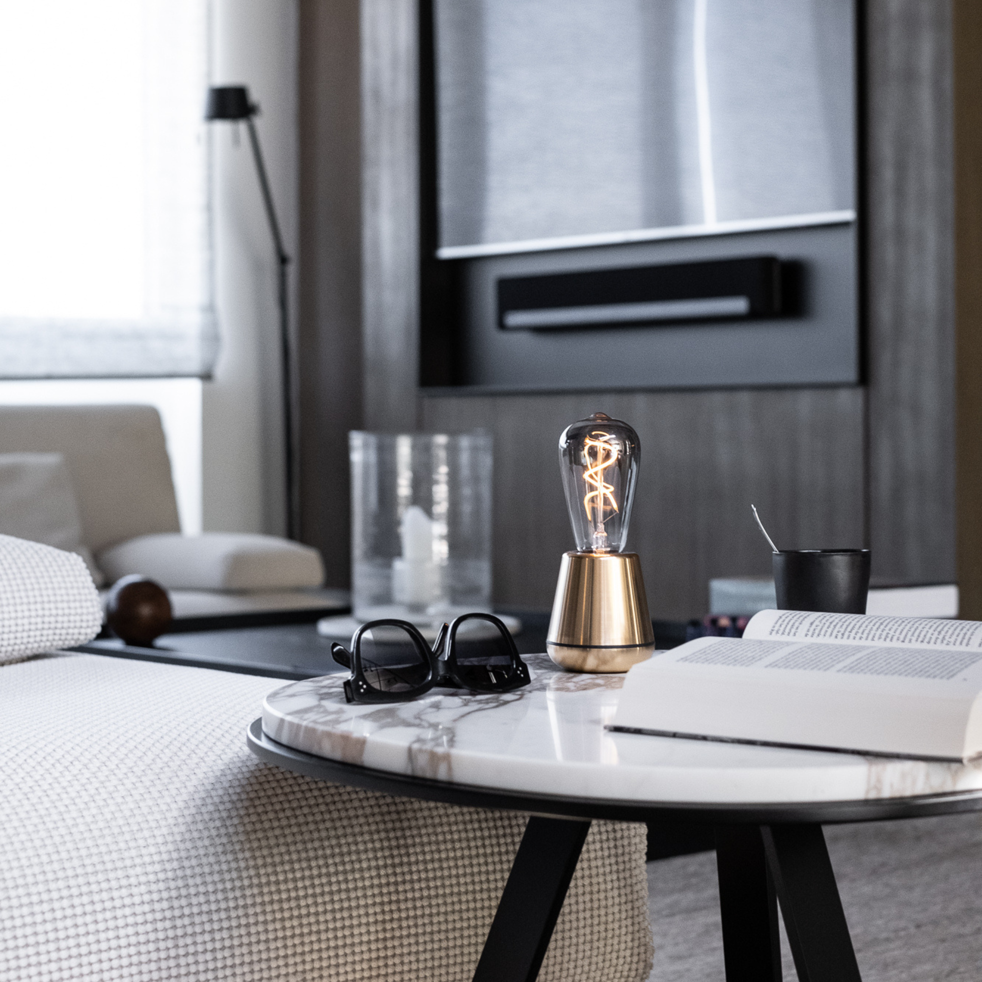 Humble One IP65 Table Light - Gold & Smoked Bulb