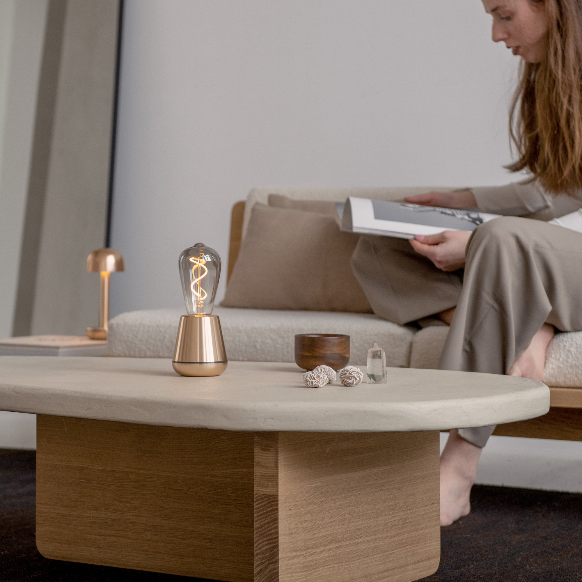 Humble One IP65 Table Light - Gold & Smoked Bulb