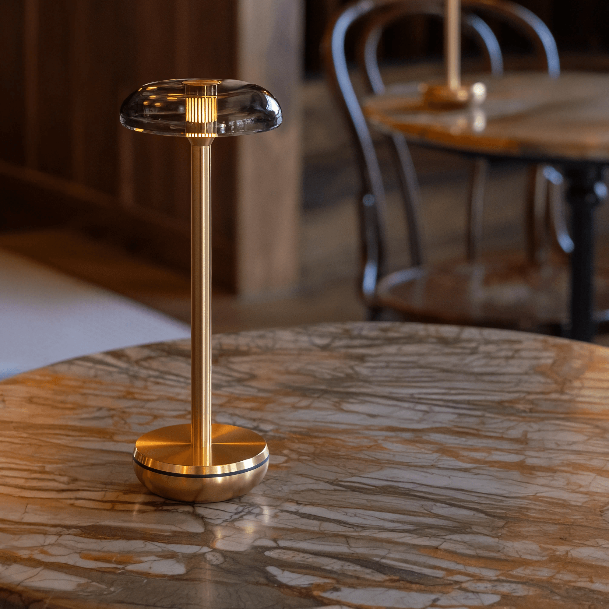 Humble Air Table Light - Gold & Smoked Shade