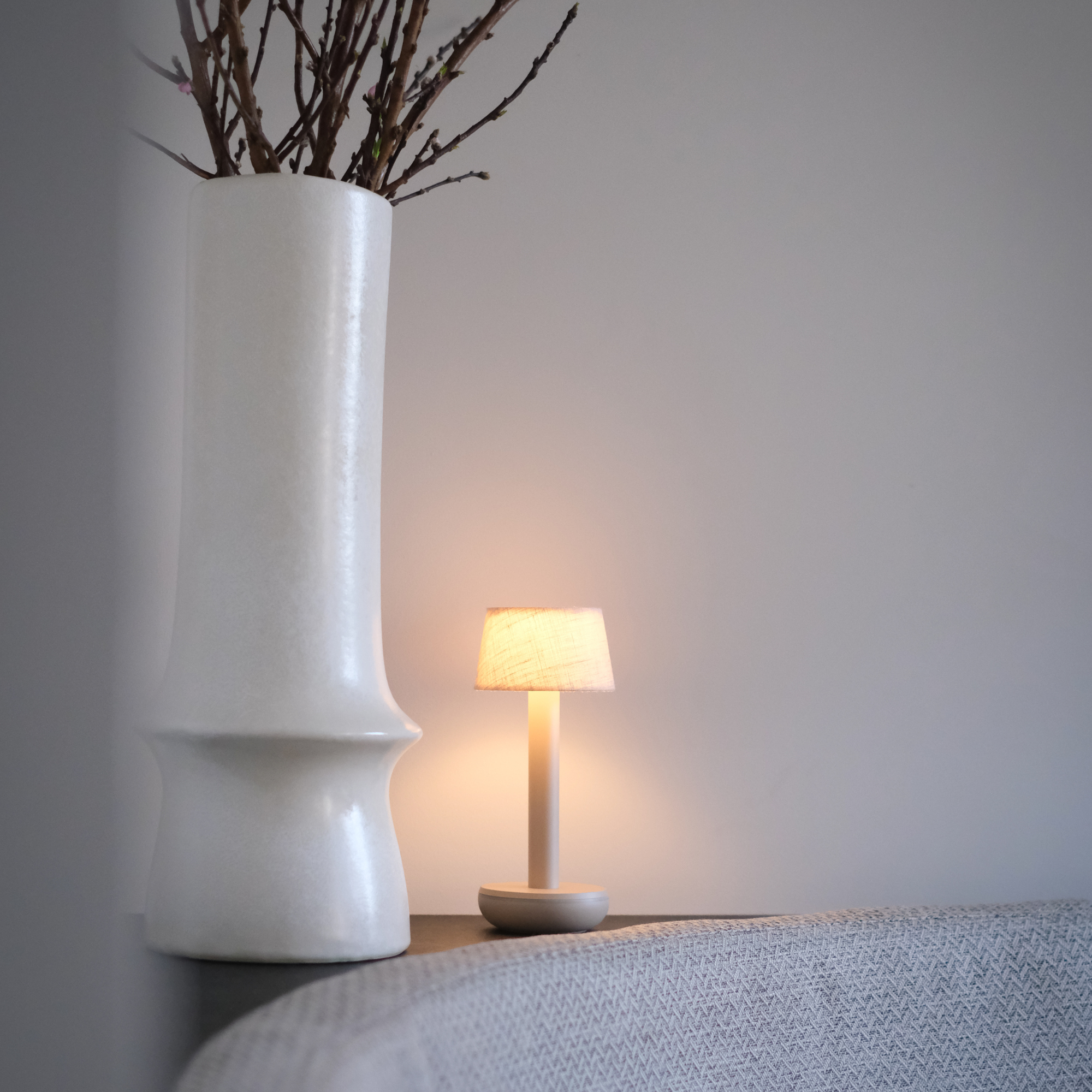 Humble Two Table Light - Beige & Beige Linen Shade