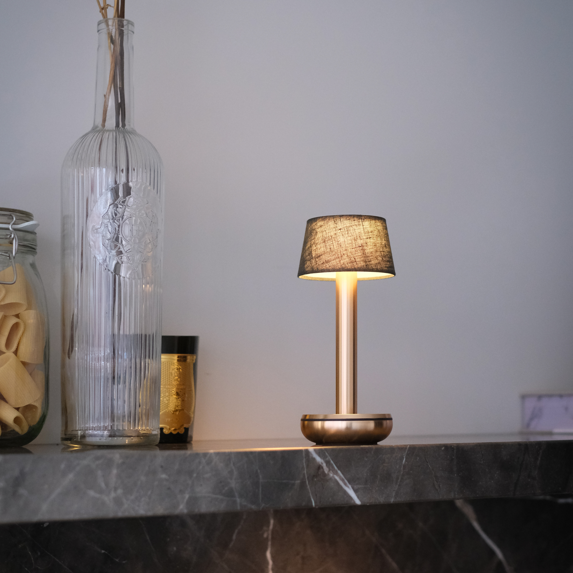 Humble Two Table Light - Gold & Emerald Linen Shade