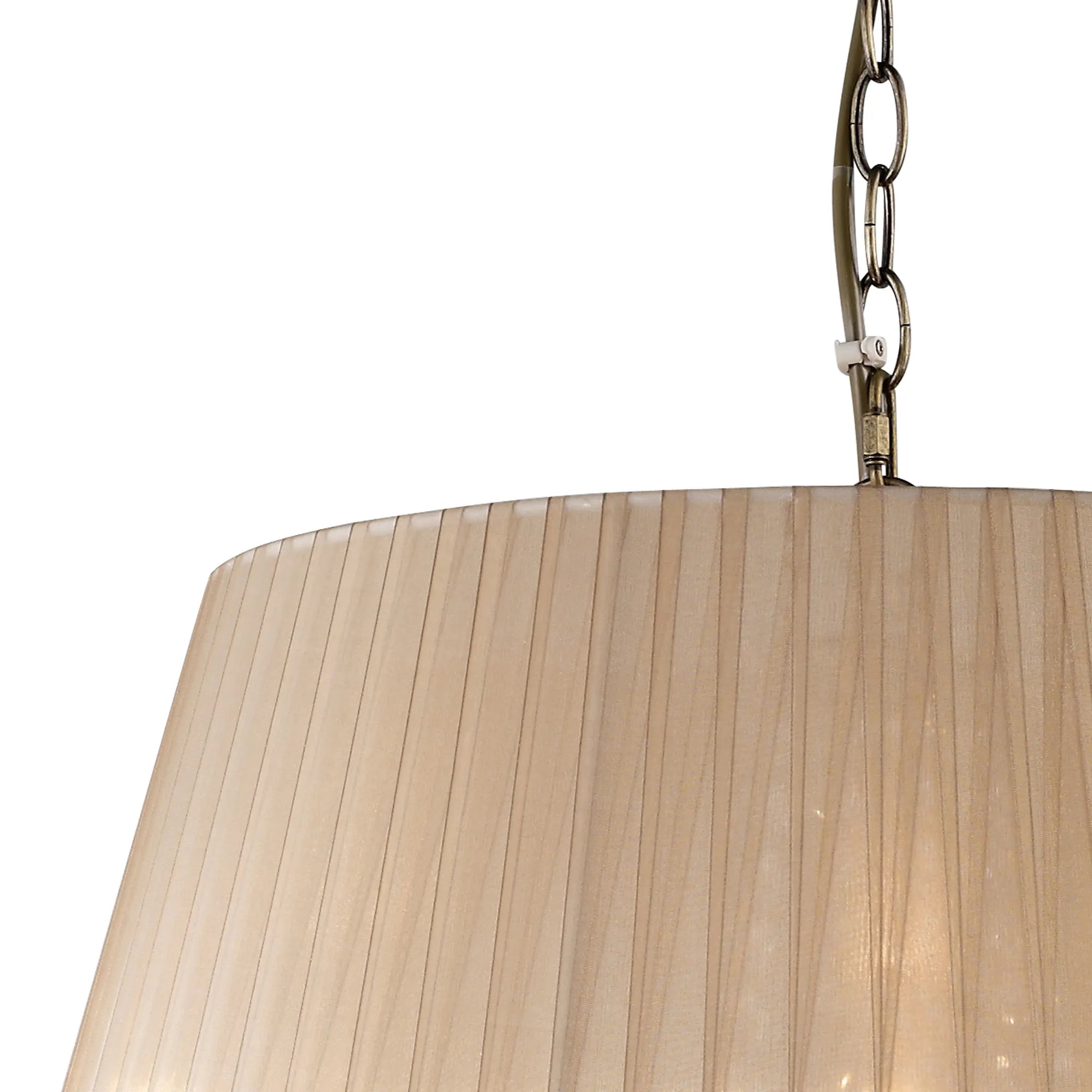 Diyas IL30047 Olivia Pendant With Soft Bronze Shade 5 Light Antique Brass/Crystal