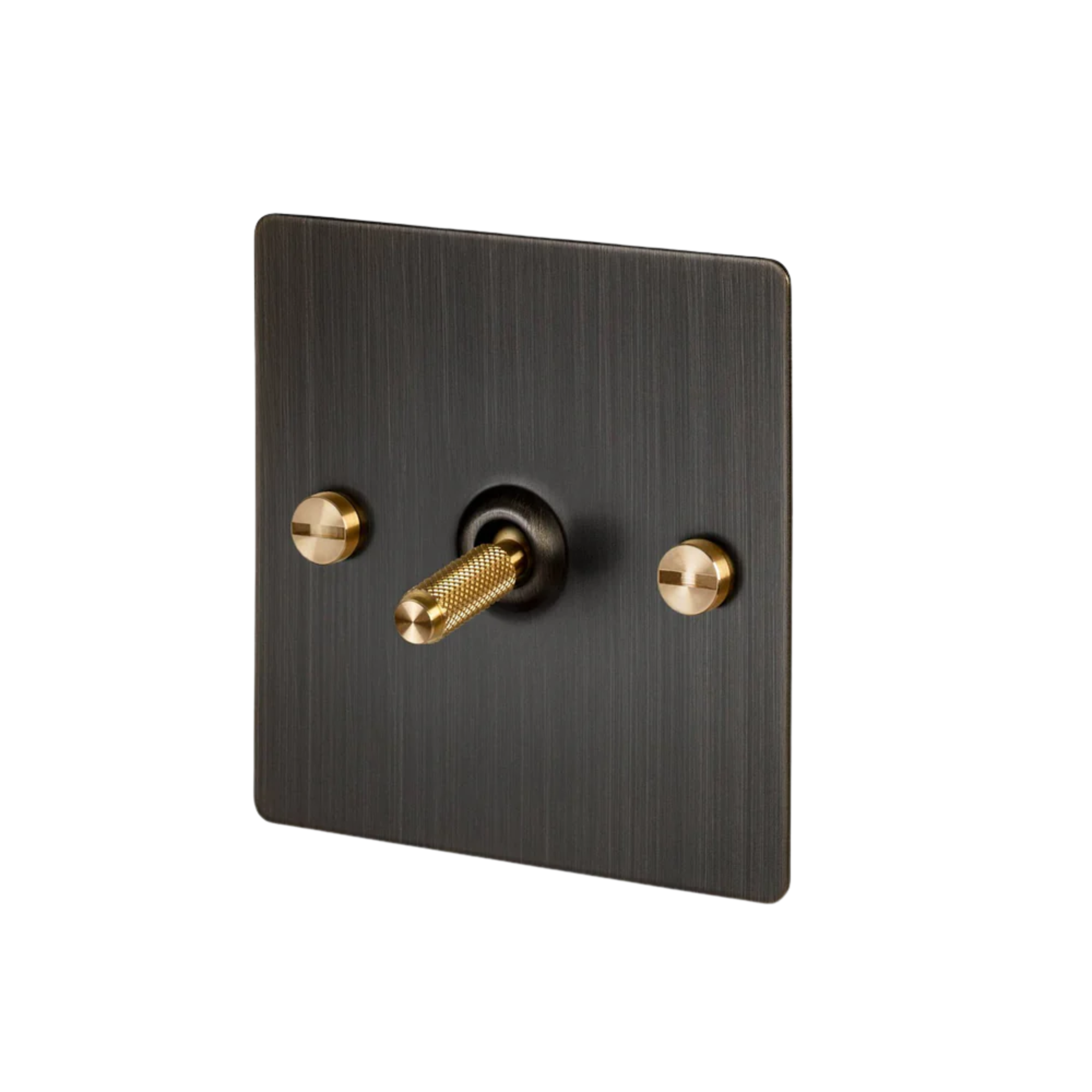Buster + Punch 1G Toggle Light Switch Intermediate - Smoked Bronze Back Plate & Cross Knurl Pattern