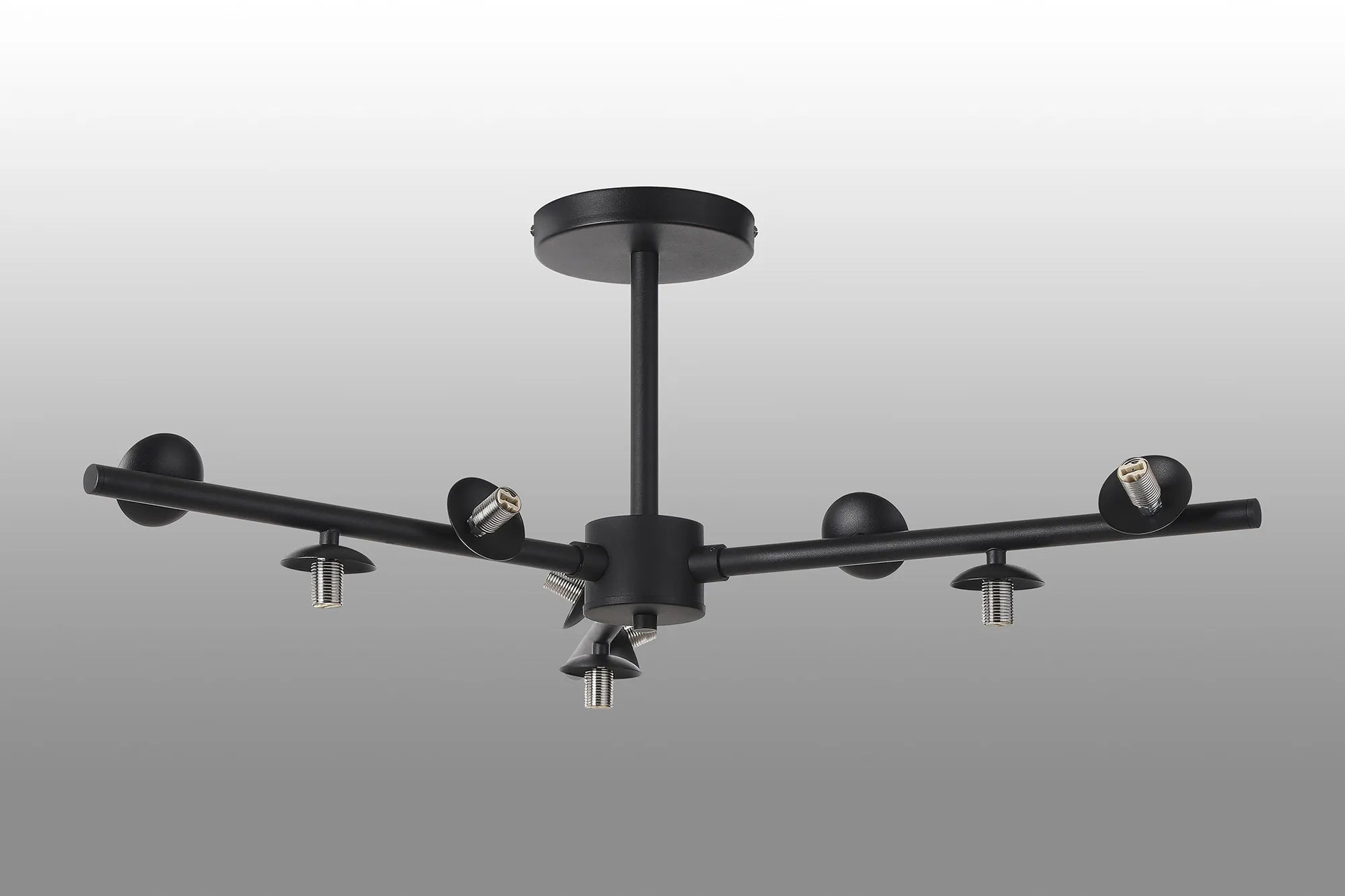 Deacon Semi-Flush 3 Arm Ceiling Light - (Frame Only) 9 Light - Satin Black