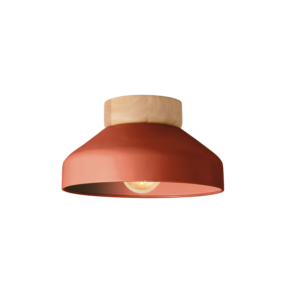 MADE.COM Albert Flush Ceiling Light in Terracotta with Rubberwood Detail