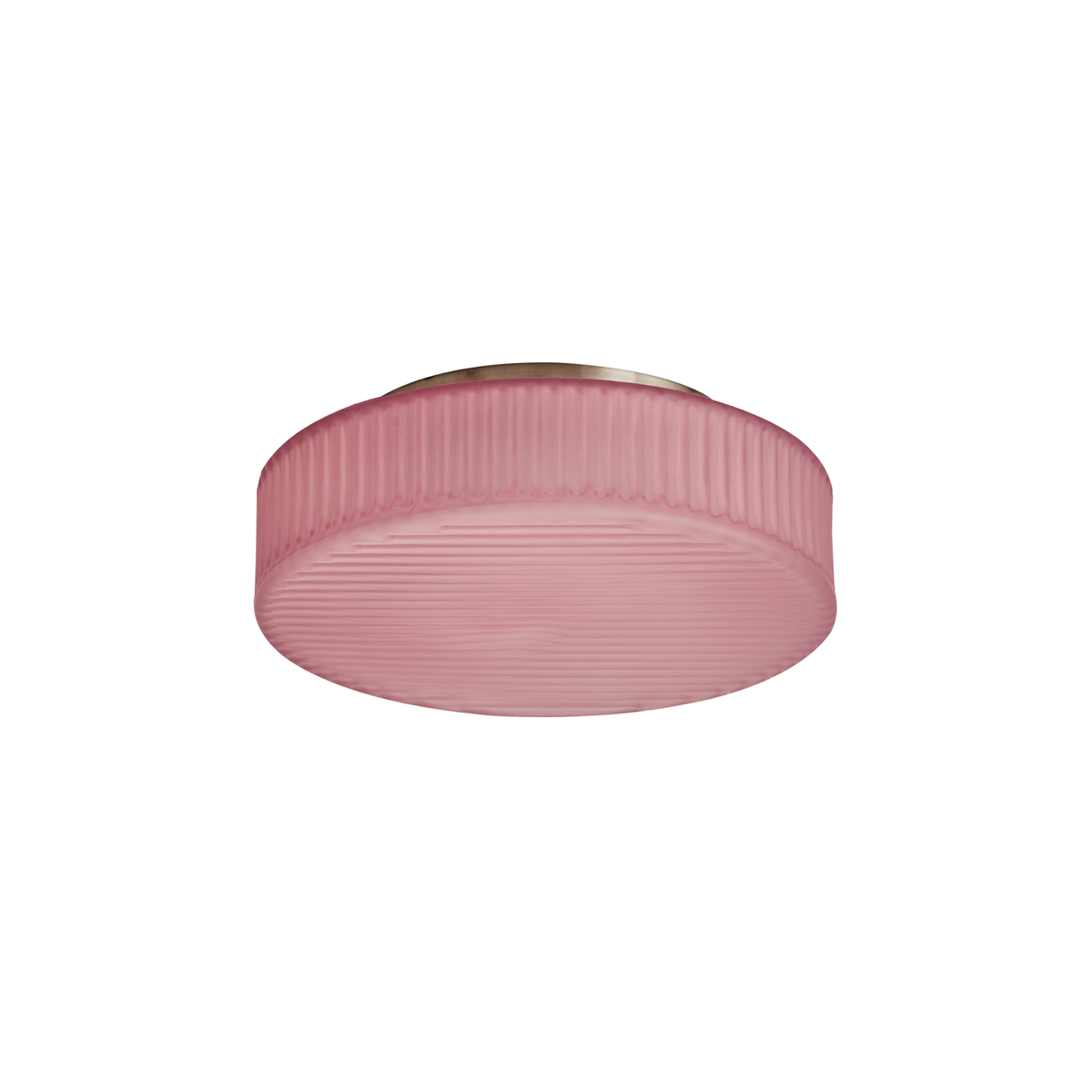MADE.COM Alma Flush Ceiling Light in Brushed Chrome with Ribbed Pink Glass Shade