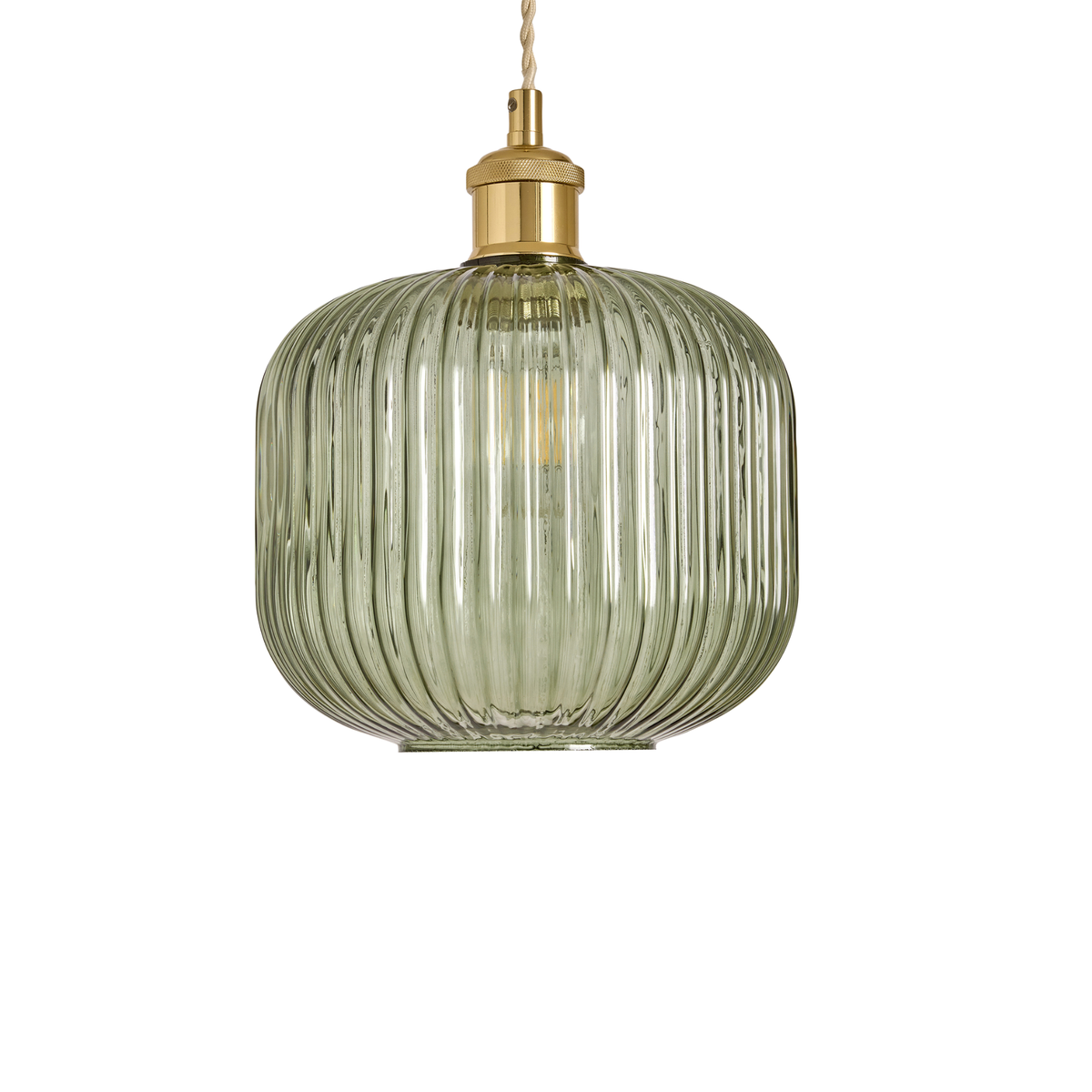 MADE.COM Briz Glass Easy Fit Shade in Ribbed Green Glass