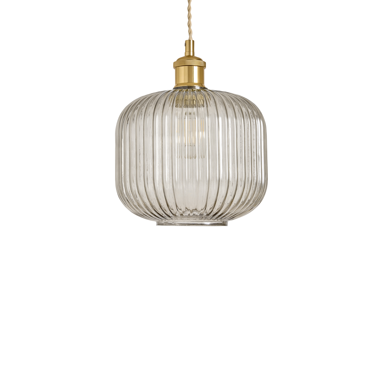 MADE.COM Briz Glass Easy Fit Shade in Ribbed Grey Glass