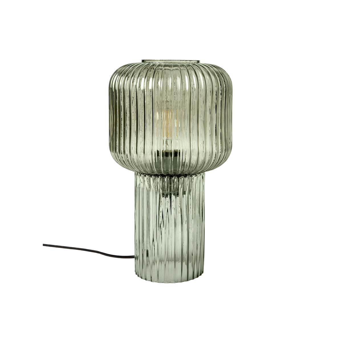 MADE.COM Briz Table Lamp in Ribbed Green Glass