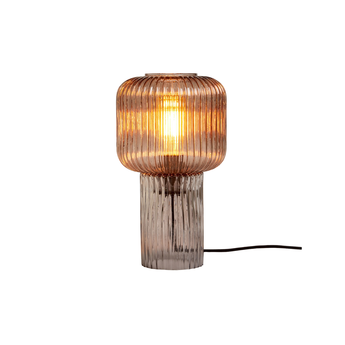 MADE.COM Briz Table Lamp in Ribbed Grey Glass