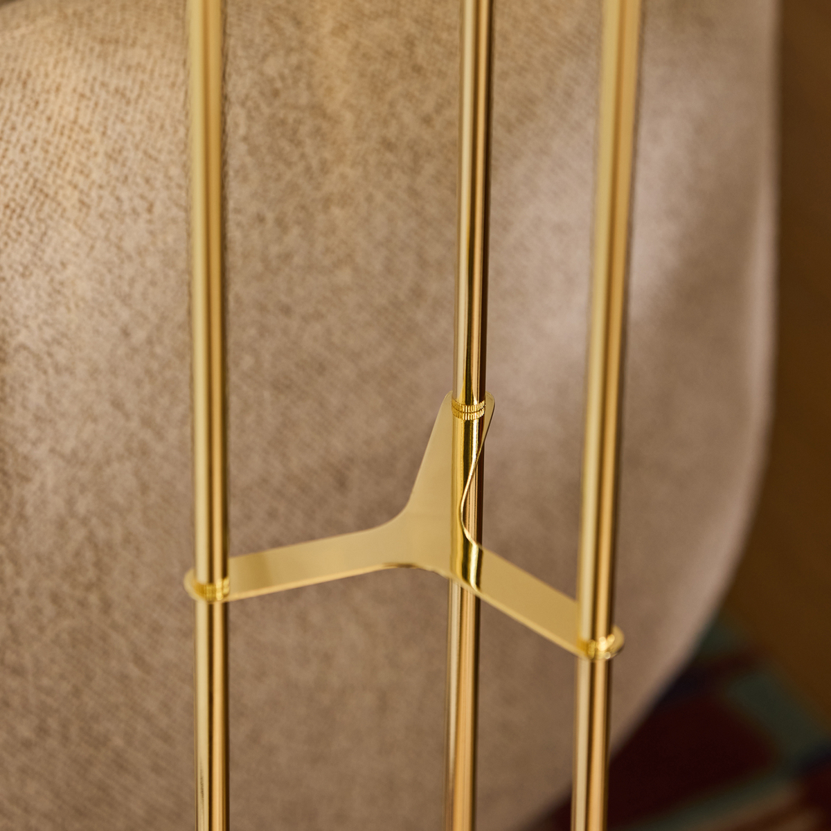 MADE.COM Ilaria Floor Lamp in Polished Brass with Blue Tinted Dimpled Glass Shades