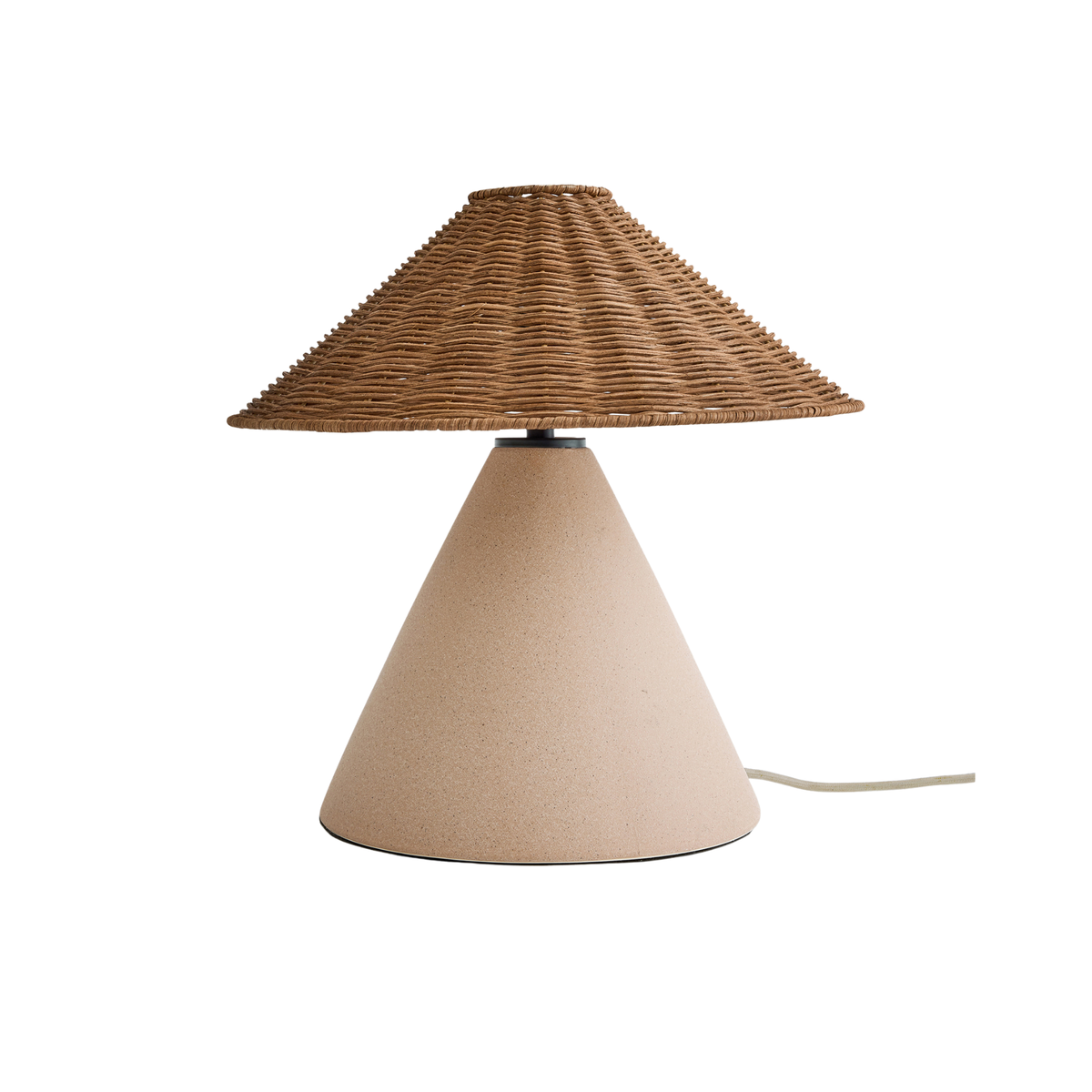 MADE.COM Marlowe Ceramic Table Lamp in Natural with Rattan Shade