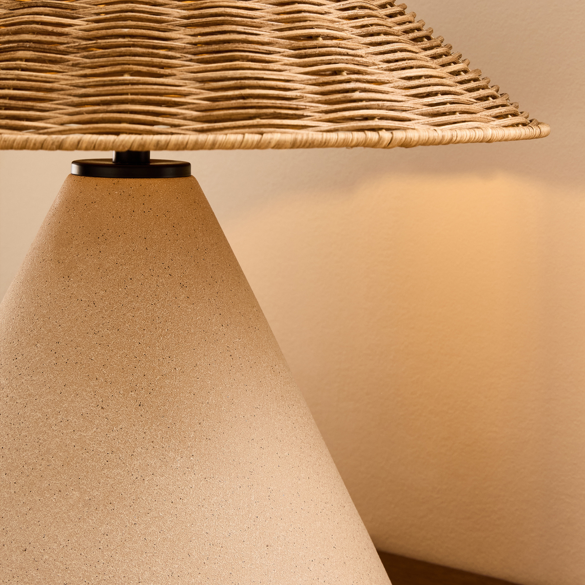 MADE.COM Marlowe Ceramic Table Lamp in Natural with Rattan Shade
