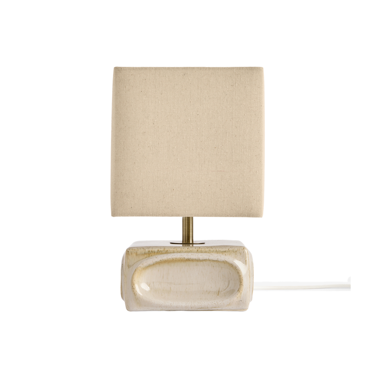 MADE.COM Nell Ceramic Table Lamp in Cream Reactive Glaze with Linen Shade