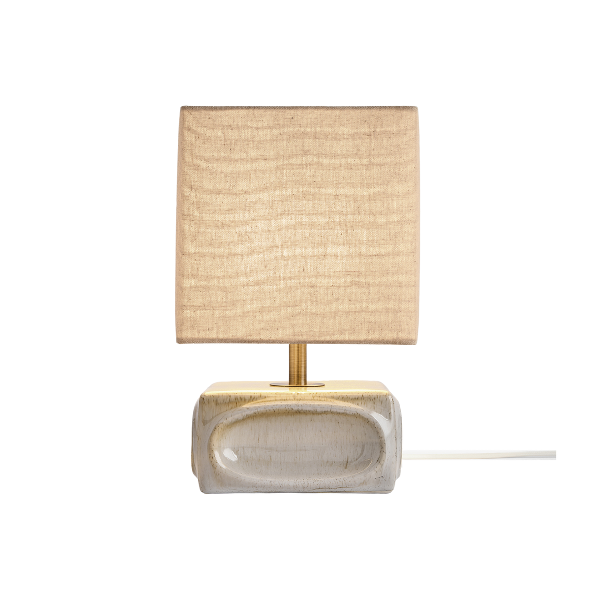 MADE.COM Nell Ceramic Table Lamp in Cream Reactive Glaze with Linen Shade