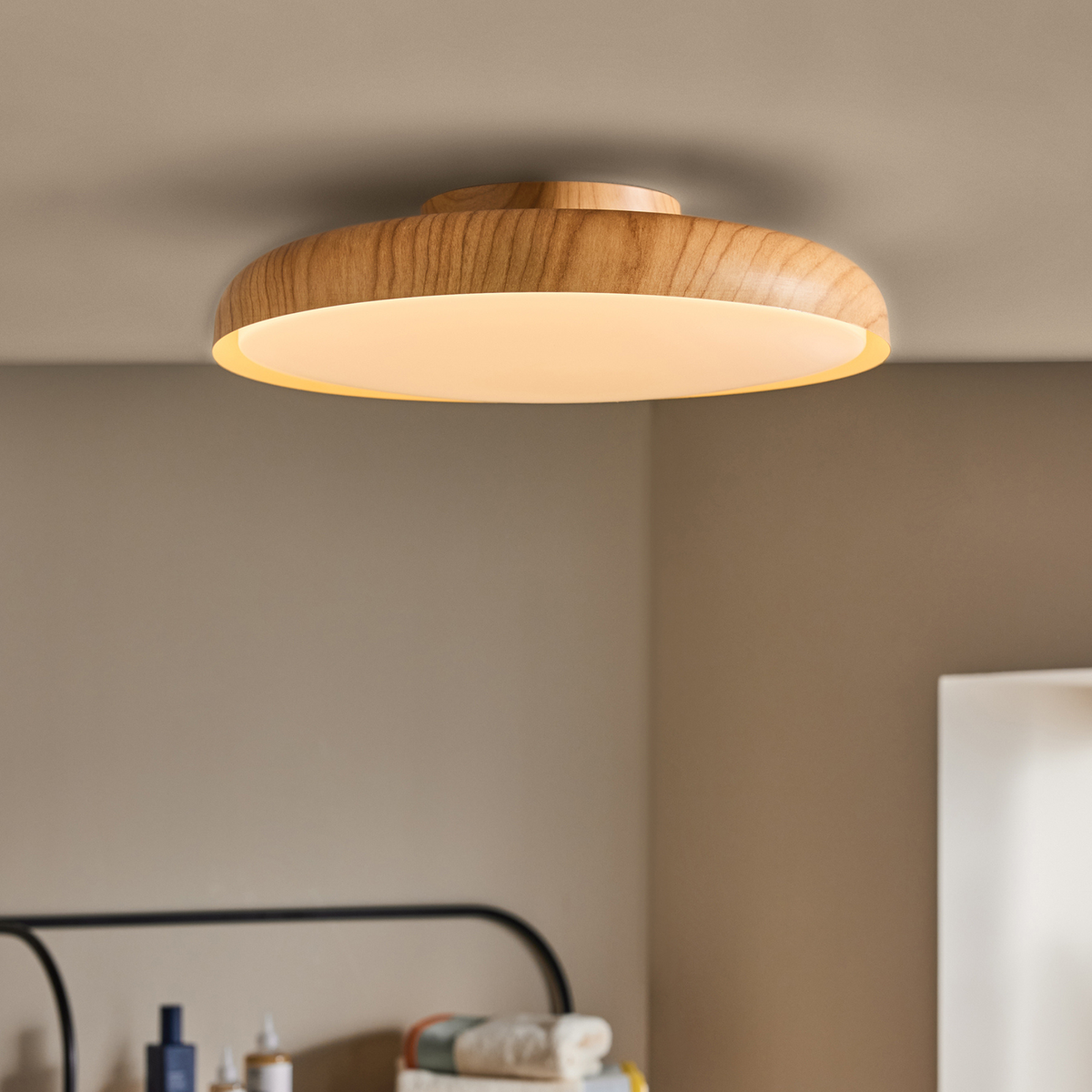 MADE.COM Nura Flush IP44 Bathroom Ceiling Light - Wood Effect