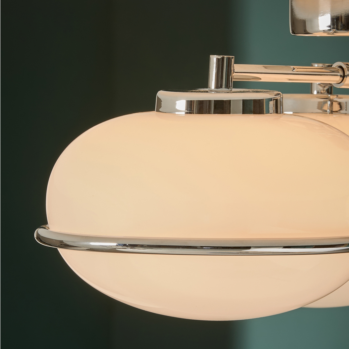 MADE.COM Piper 3 Light Flush Ceiling Light in Polished Chrome with Opal Glass Shades