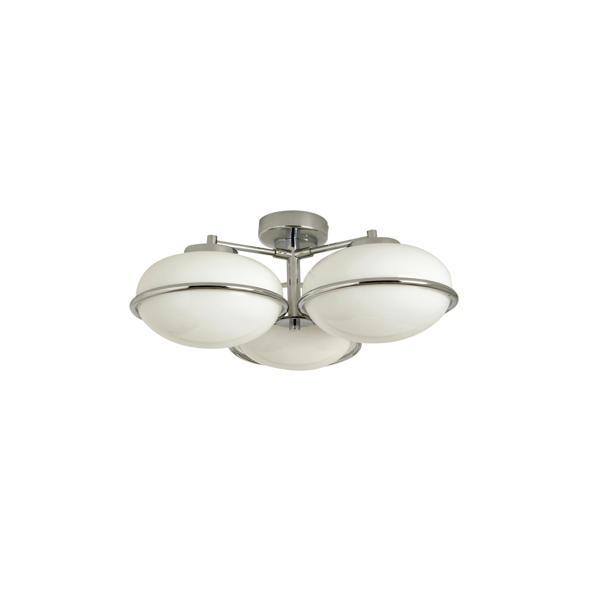 MADE.COM Piper 3 Light Flush Ceiling Light in Polished Chrome with Opal Glass Shades