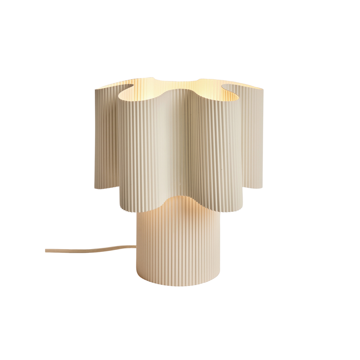 MADE.COM Sydney Table Lamp in Cream Fluted Metal with Frosted Glass Diffuser