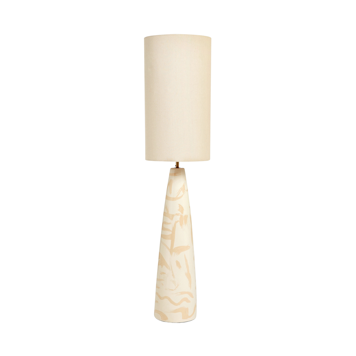 MADE.COM Vince Ceramic Floor Lamp in Cream with Linen Shade