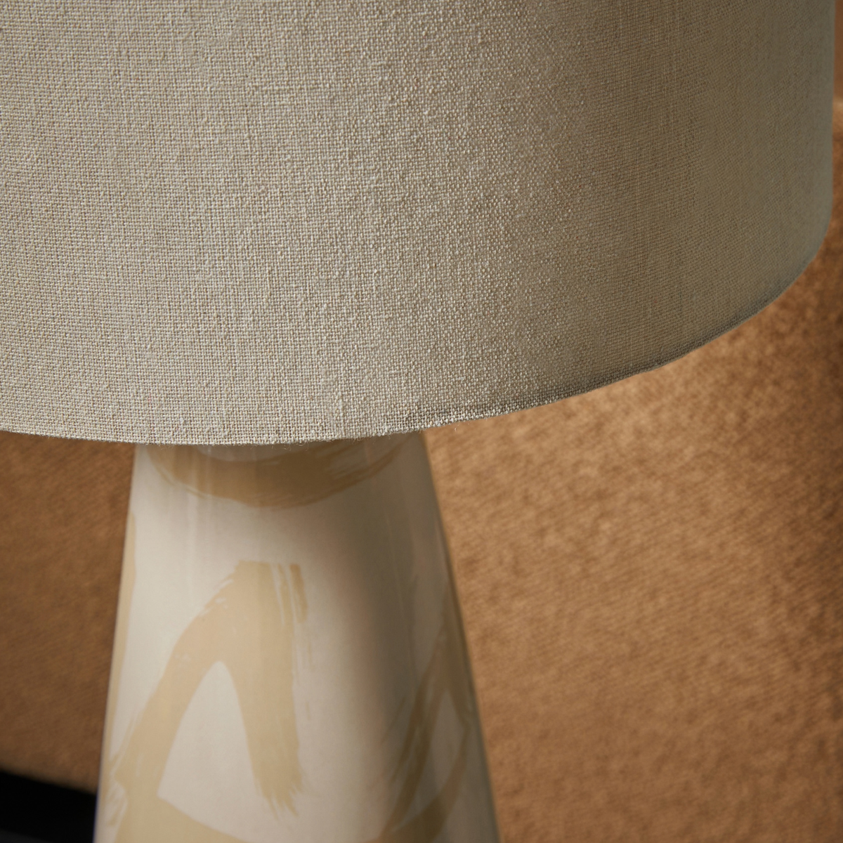 MADE.COM Vince Ceramic Floor Lamp in Cream with Linen Shade