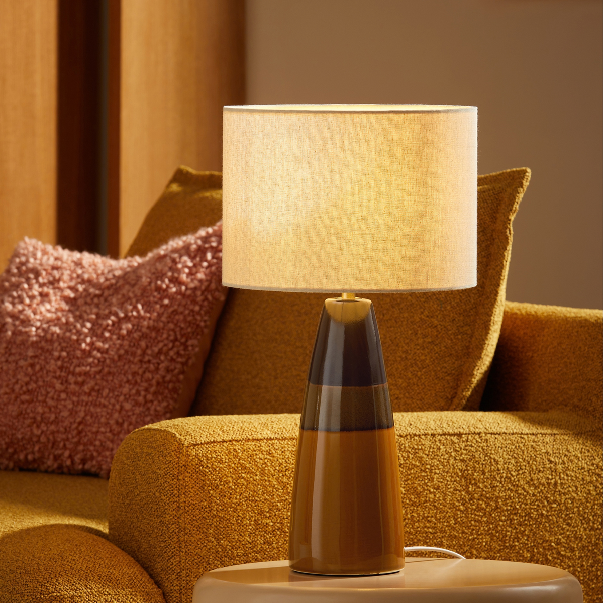 MADE.COM Vince Ceramic Table Lamp - Brown Glaze