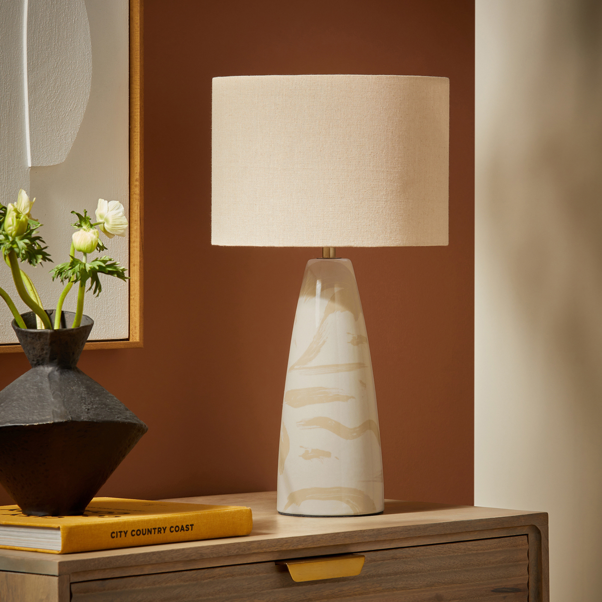MADE.COM Vince Ceramic Table Lamp - Cream