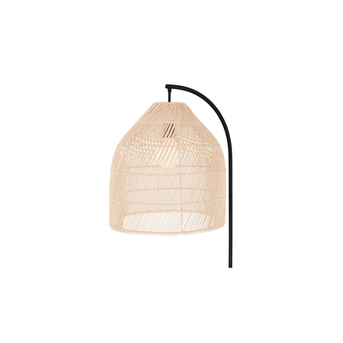 MADE.COM Java Floor Lamp in Matt Black with Natural Rattan Shade