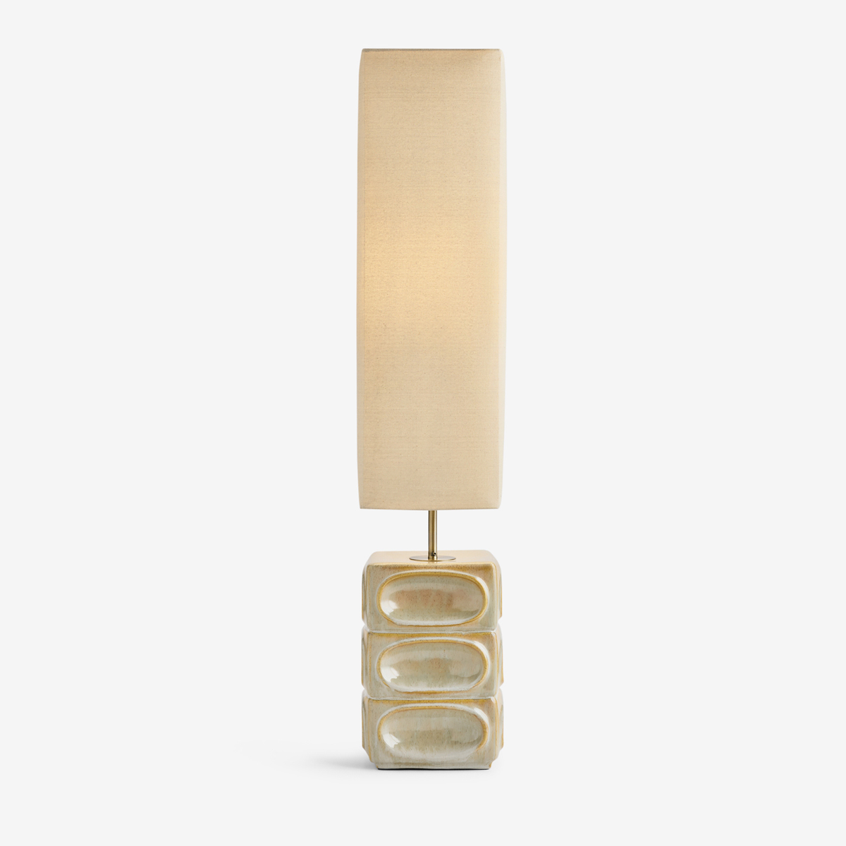 MADE.COM Nell Ceramic Floor Lamp in Cream Reactive Glaze with Linen Shade