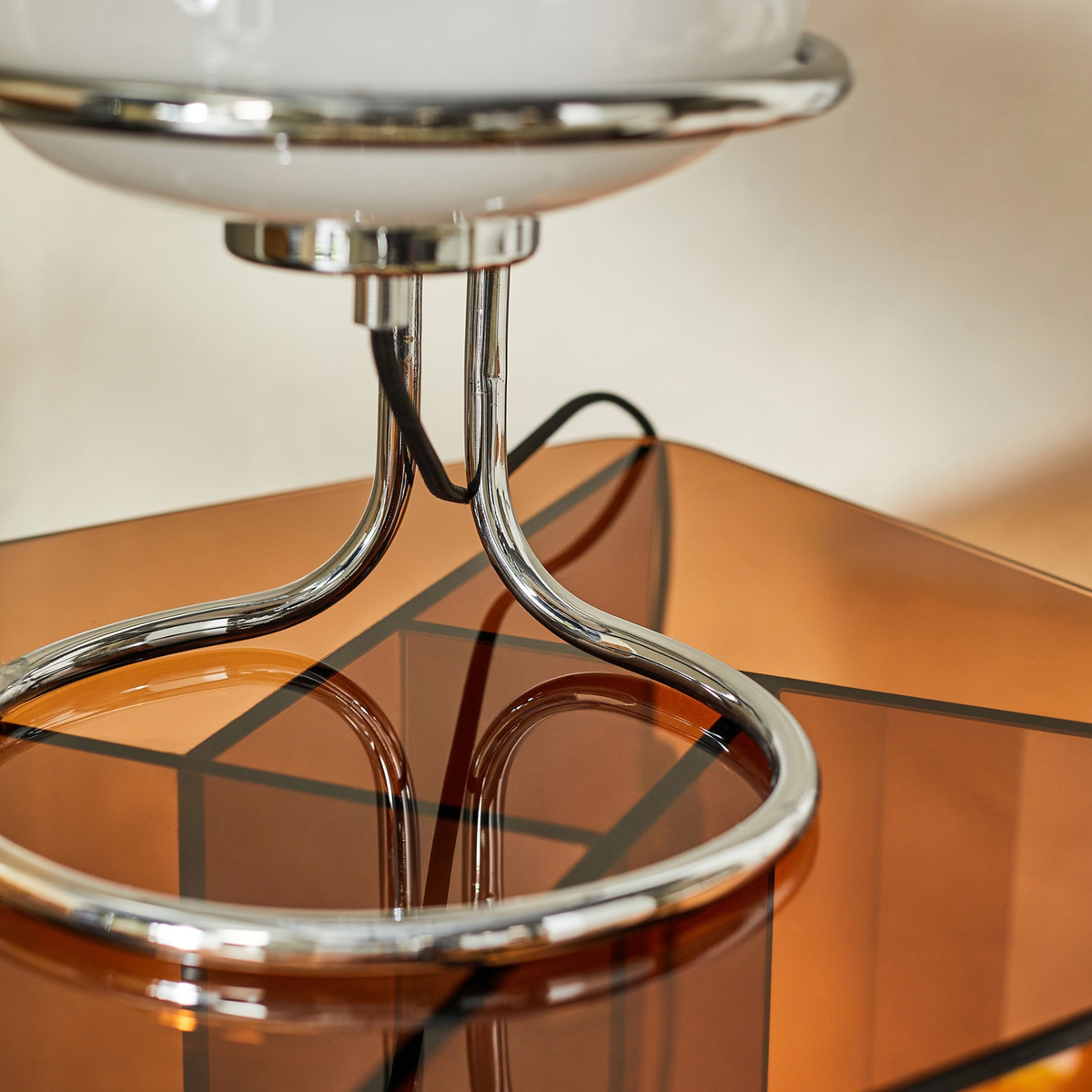 MADE.COM Piper Table Lamp in Chrome with Opal Glass Shade