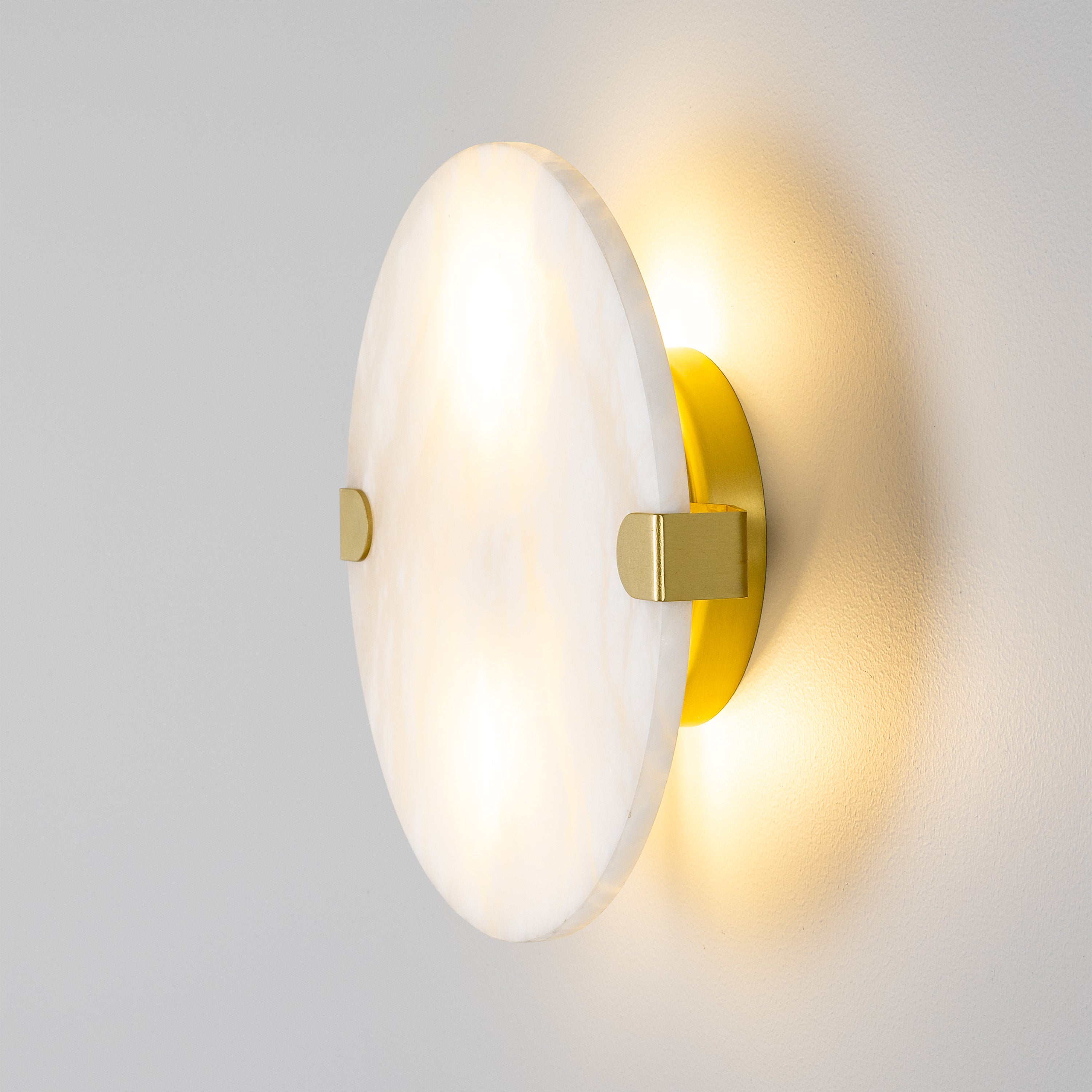 Mullan Dundee Circular Alabaster Wall Light with Finish Options