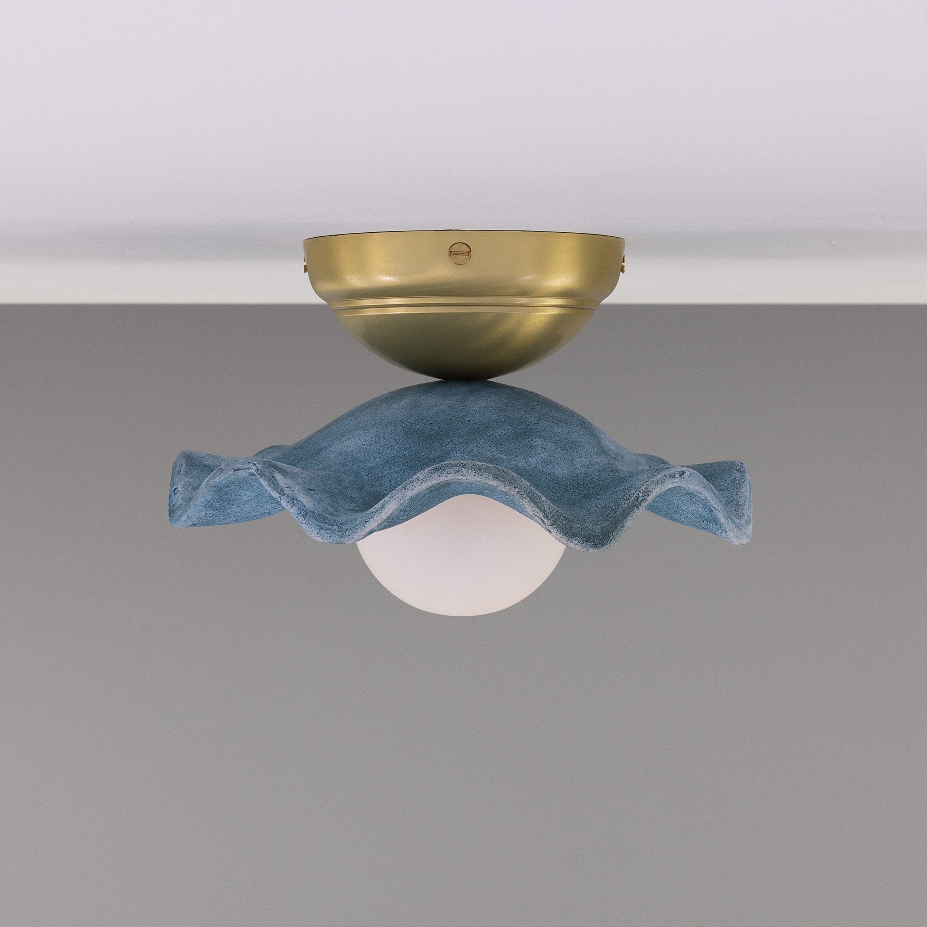 Mullan Rivale Ceiling Light with Wavy Ceramic Shade - Blue Earth with Finish Options