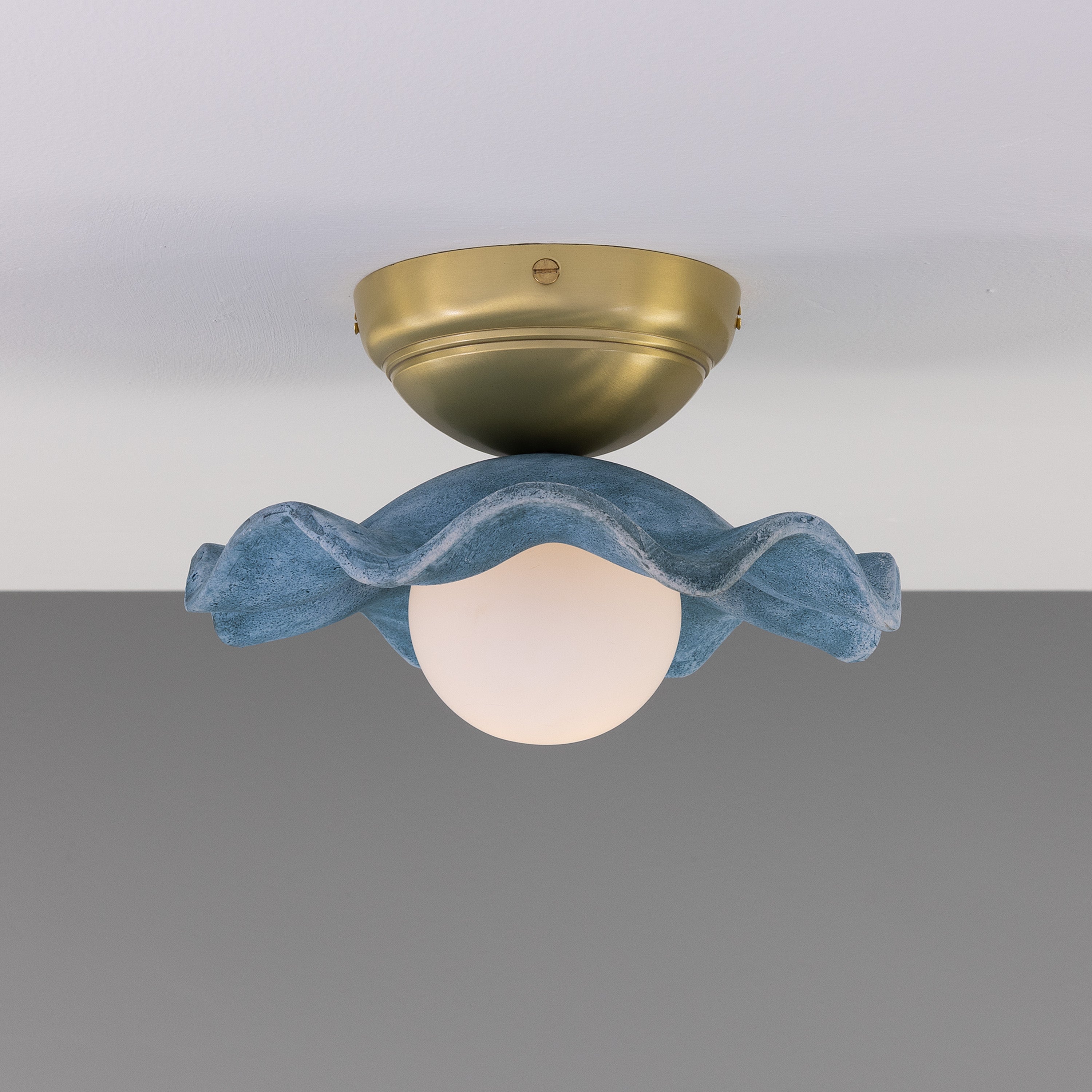 Mullan Rivale Ceiling Light with Wavy Ceramic Shade - Blue Earth with Finish Options