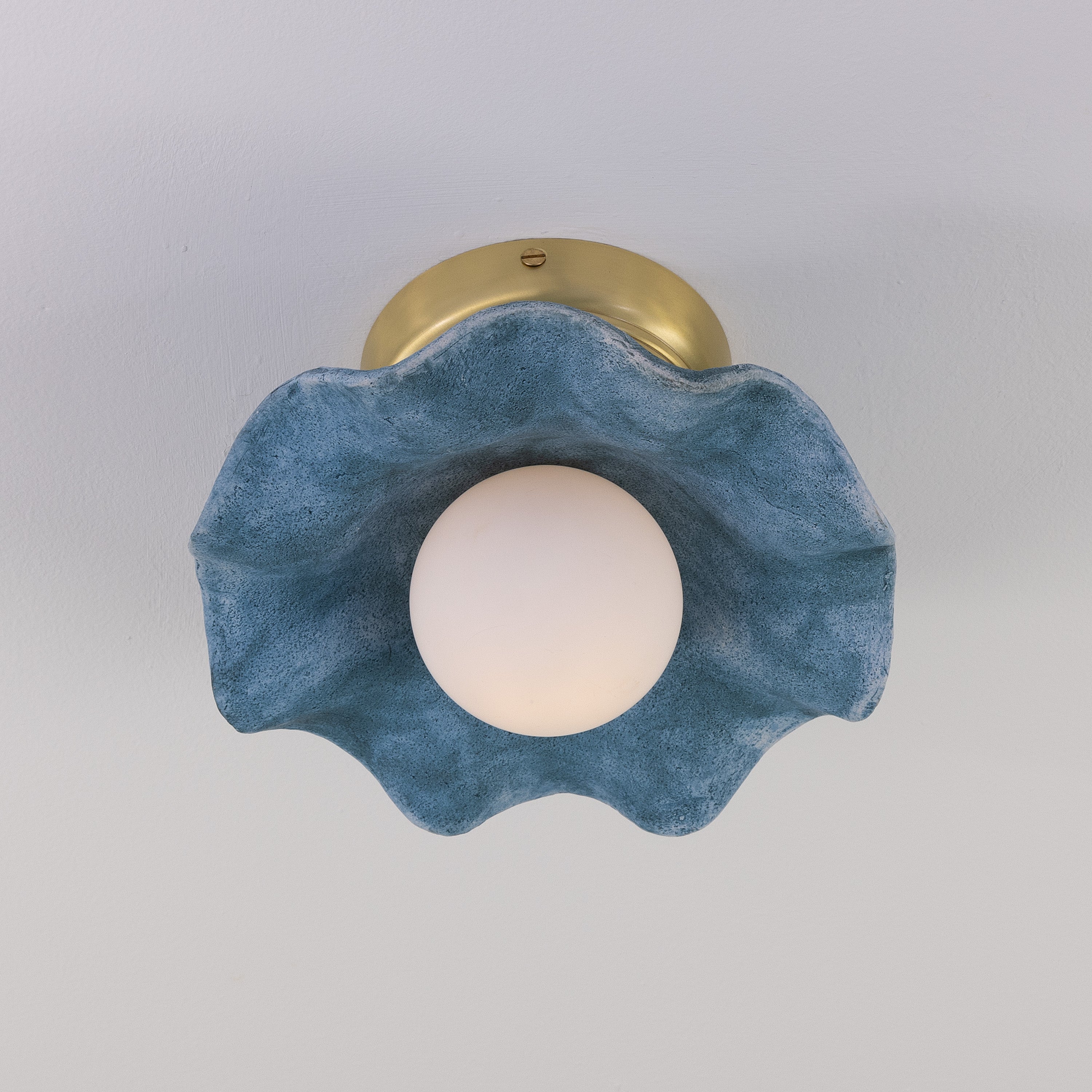 Mullan Rivale Ceiling Light with Wavy Ceramic Shade - Blue Earth with Finish Options