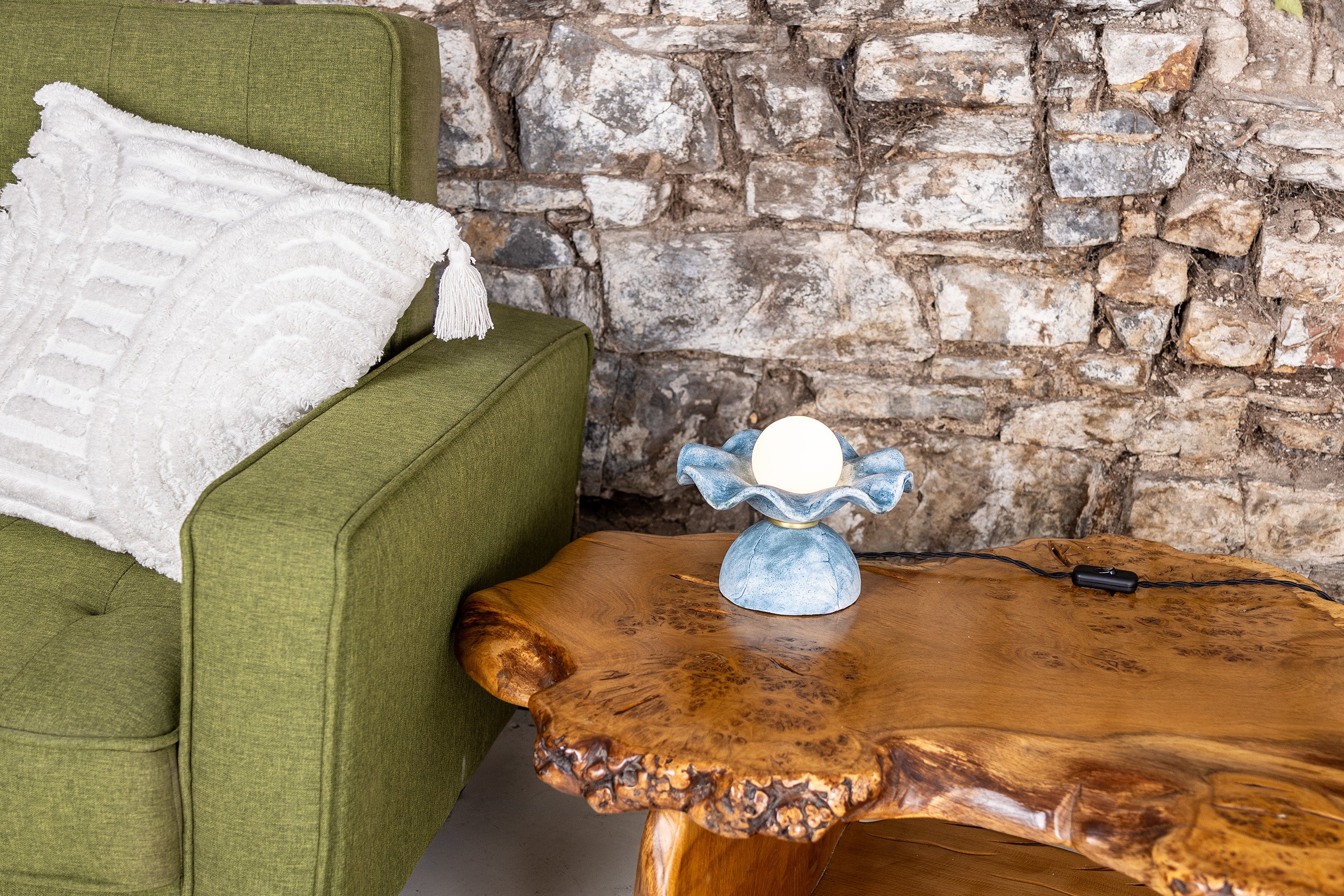 Mullan Rivale Table Lamp - Blue Earth with Finish Options