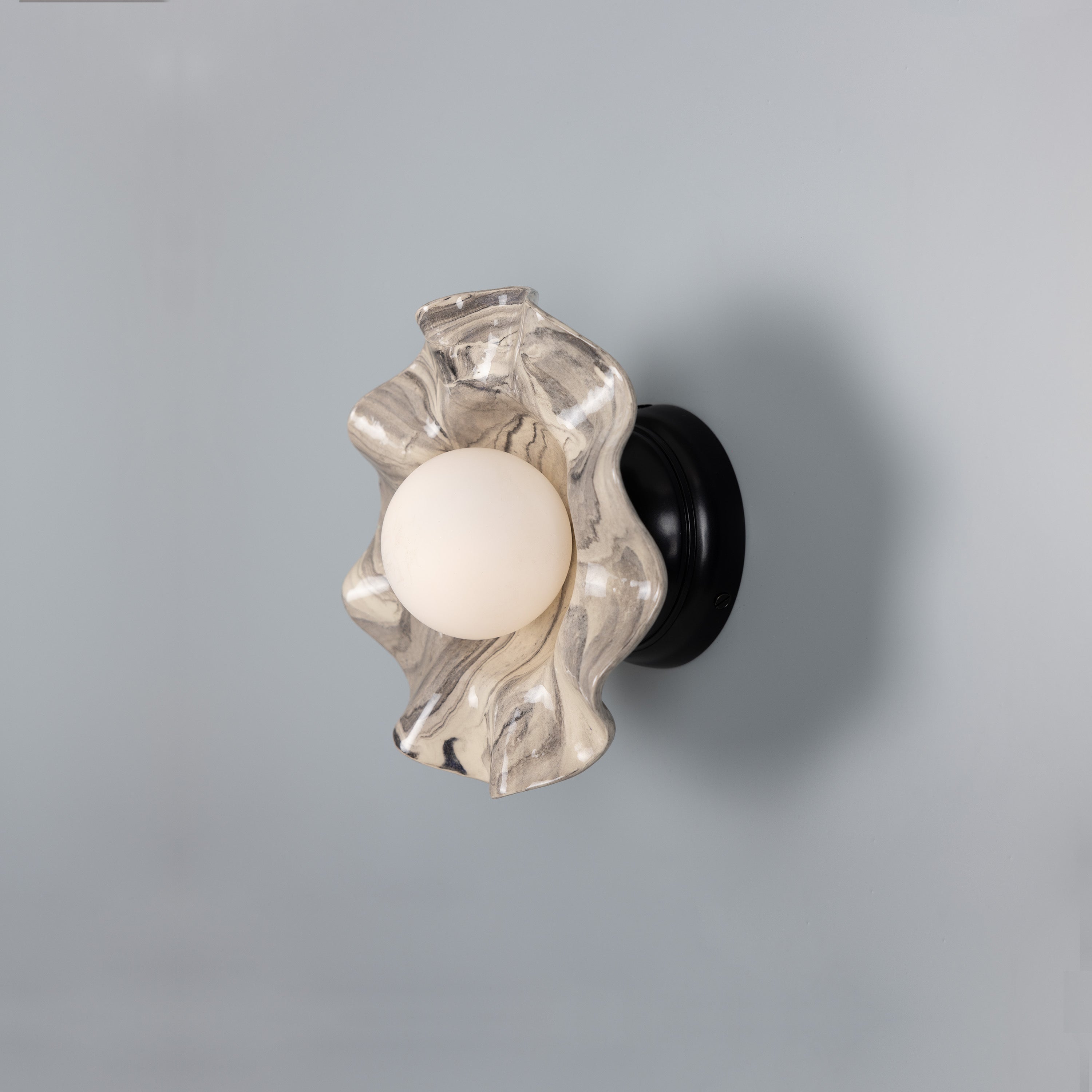 Mullan Rivale Wall Light with Wavy Marbled Ceramic Shade - with Finish Options