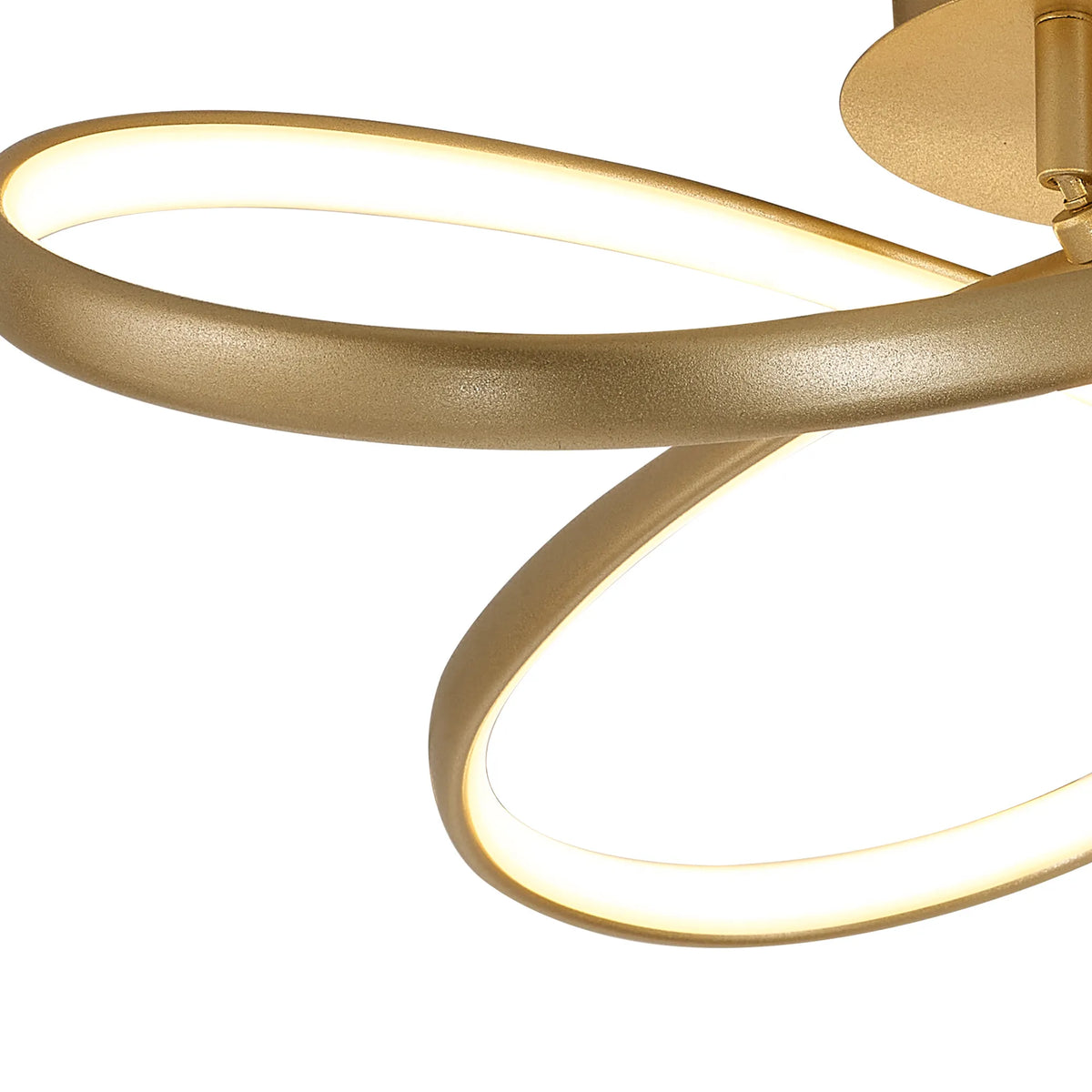 Fabula Bluebell Triac Dimmable Looped Flush Ceiling Light – 60 cm – Champagne Gold