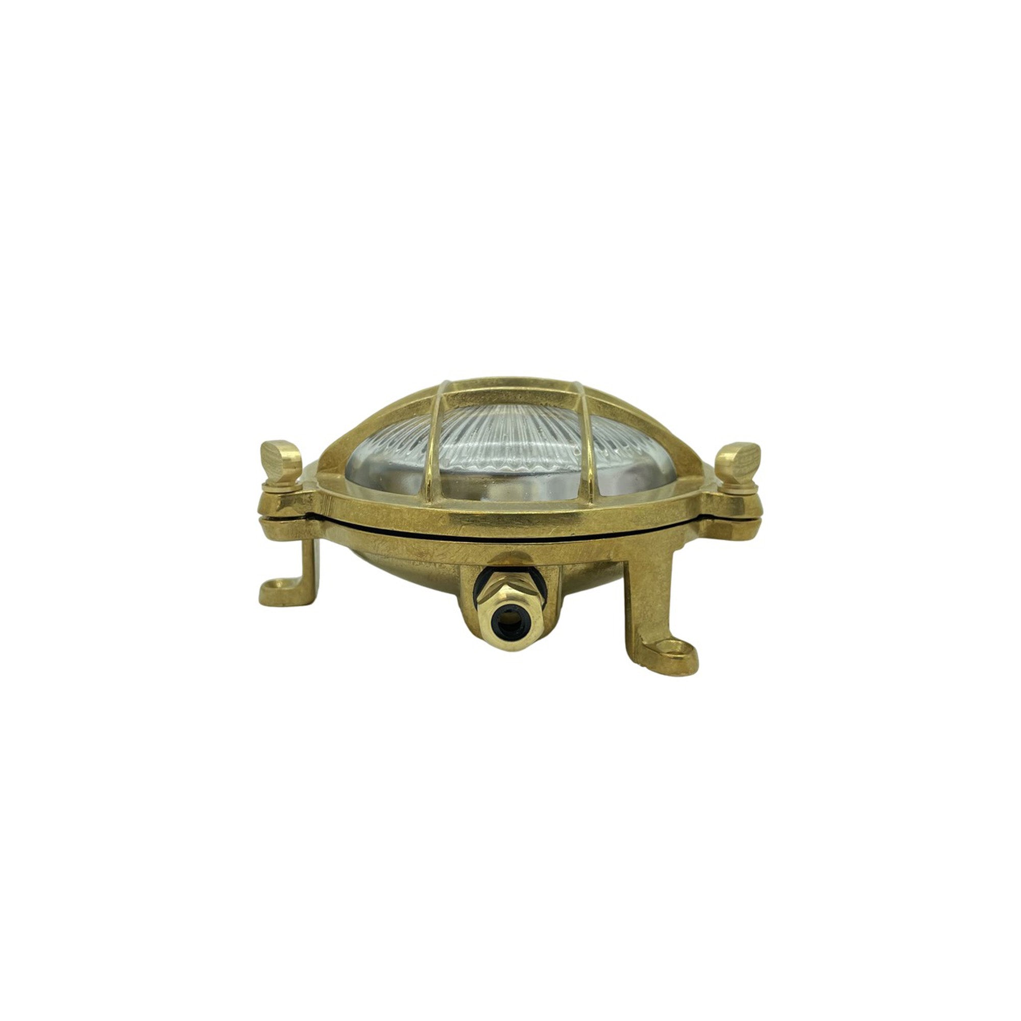 Navigator Mini Compass Guard Bulkhead Wall Light - Raw Brass