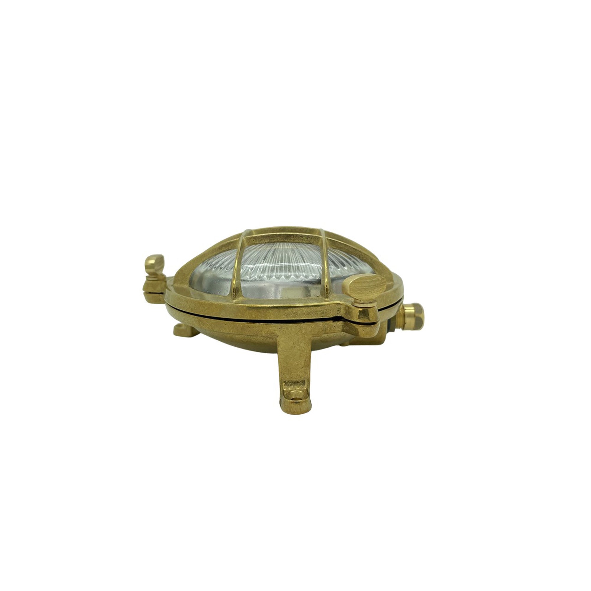 Navigator Mini Compass Guard Bulkhead Wall Light - Raw Brass