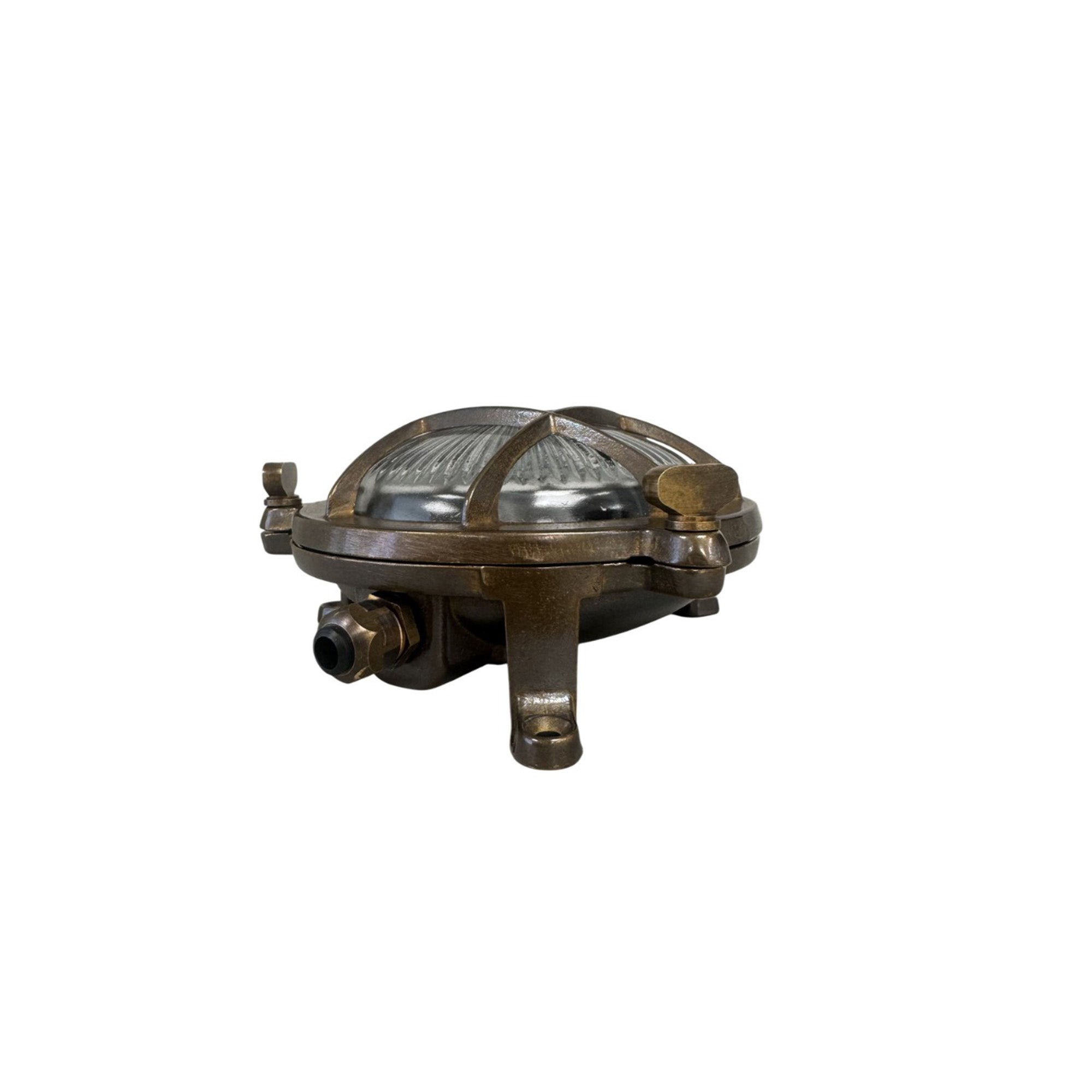Navigator Mini Compass Guard Bulkhead Wall Light - Antique Brass